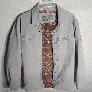 EDDIE BAUER TWILL JACKET LEGEND FLEECE LINED Gray, MEDIUM Exceptional Clean